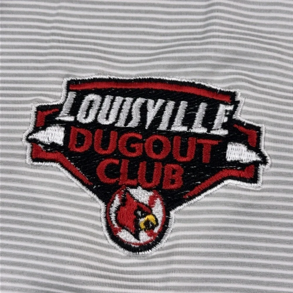 NEW Adidas Louisville Cardinals Baseball Polo Men's XL Pencil Stripe Dugout Club